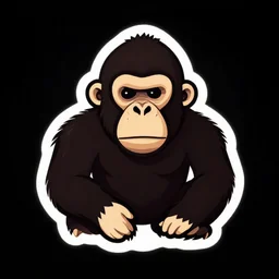 a logo of an illustrated ape for a video game company, designed, vector, black background