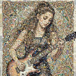 Ariana Grande playing electric guitar, manga, highly detailed, beauty, art by Takehiko Inoue, Artgerm, intricate, elegant, J. C. Leyendecker