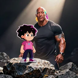 the rock as bismuth from steven universe, dwayne the rock johnson with rainbow hair