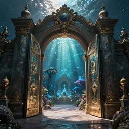 The gate to the eternal kingdom of oceans, fantasy, digital art, HD, detailed.