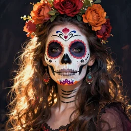 illustration of a sugar skull day of the dead girl, art by filip leu