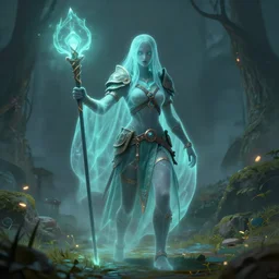 Fantasy MMO, ghostly quest bringer, digital art, 4k
