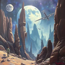 sci - fi cene painted by walter molino. - w 6 4 0