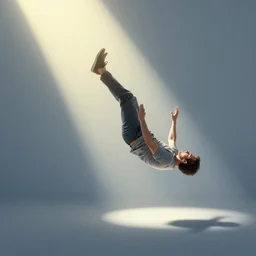 a man falls down a sunbeam, 4k