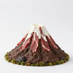 a model of a vulcano made of kobe beef