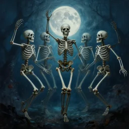 highly detailed fine painting Macabre Dancing skeletons eerie moonlit under water scene digital art by H.R. Giger deviantart