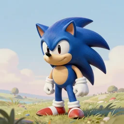 portrait of sonic hedgehog and a matte painting landscape of a surreal, sharp, detailed professional, soft pastels, high quality airbrush art album cover of a liquid dissolving airbrush art lsd dmt sonic the hedgehog swimming through cyberspace, holo checkerboard background, 1 9 9 0 s 1 9 9 2 sega genesis rareware video game album cover
