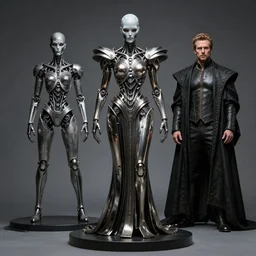 avantgarde studio light mr sinister by rembrandt, prometheus movie still frame of biomimetic mr sinister, mcu nathaniel essex mr sinister by caravaggio, 3 d biocybernetic character sculpture by wayne barlowe, metal couture editorial dress by alexander mcqueen