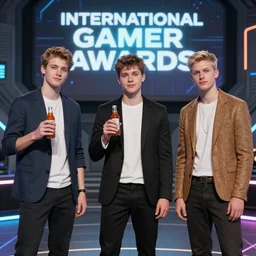 quirked up white boys GOATED with the sauce on display at the international gamer awards, cyberpunk sci fi