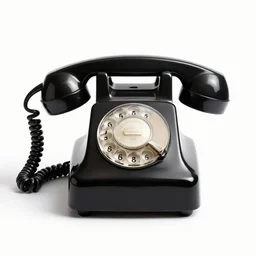 luxurious rotary phone, commercial catalog photo, isolated on a pure white background, centered, entire object in frame, sharp focus, soft studio lighting