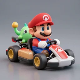 detailed still image of small cthulhu as a playable character, driving in mario kart, unreal engine, cover art