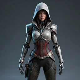 half cyborg girl, a character design, a character game design, a character, octane rendered, 8 k, uhd, hd, highly rendered, unreal engine 5, blender, cinematic lighting, studio photos, assasin creed, blade runner, cyberpunk, lord of the rings, nature meets technology, cool, creepy, awesome digital art, detailed, highly detailed, artstation, elegant
