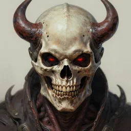 realistic scifi monster in hell, closeup portrait art by donato giancola and greg rutkowski, realistic face, digital art, trending on artstation, skull helmet, symmetry!!!
