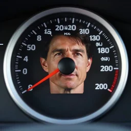 tom cruise face in a speedometer, car speed controls, dials