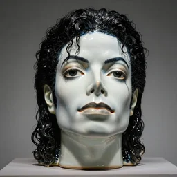 a porcelain sculpture of michael jackson's face in the style of thomas schutte, lucid dream series, cinematic, hyper - realistic, very detailed, ray tracing, 8 k resolution, long - shot, sharp focus, low angle, 8 5 mm photograph, wide lens
