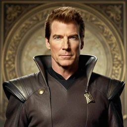 portrait photograph of captain kirk as a glorious regal space king, sleek outfit, upper body, fantasy, handsome, depth of field, soft focus, highly detailed, intricate, realistic, national geographic cover, soft glow, textured, artstation, concept art, sharp focus, illustration, art by artgerm and greg rutkowski and alphonse mucha