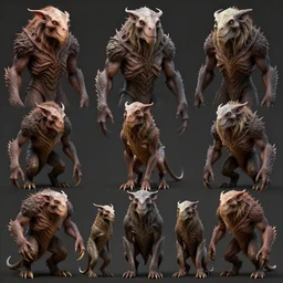 various combinations of chimerian creature, realistic, insanely detailed, hyper realistic, concept art, epic, masterpiece, digital art, artstation, 1 6 k