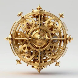 dynamic composition, intricate layered golden clockwork machine with cogs!!! and gears!!!, super detailed, steampunk, art deco, ornate gilded cosmic machine, in the style of simon lee and jama jurabaev, piotr jablonski, engraged, artgerm, featured on cgsociety, unreal engine, 8 k render, octane, raytracing