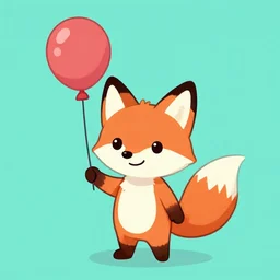a fox holding a balloon cute franklin booth color
