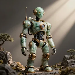 steampunk robot, Korean jade carving