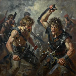oil on canvas, the best lack all conviction while the worst are full of passionate intensity, battle of good versus evil, insanely detailed and intricate, hyperrealistic, seen through broken glass, 8 k