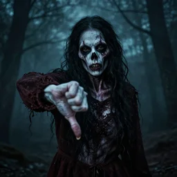 utterly horrifying skinwalker giving a thumbs down, cursed image, ominous, 3 am