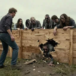 zombies breaking through a wooden obstacle, Gregory Crewdson, Mark Keathley, Lilia Alvarado, Greg Hildebrandt