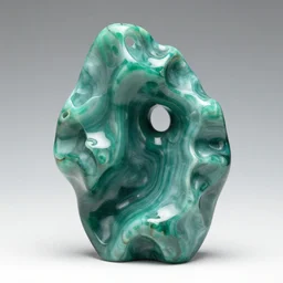 abstract carved malachite sculpture, wiggly non rational shapes, fluid and dynamic, sharp and smooth, product photo