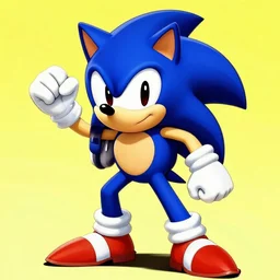 sonic the hedhog i the style of andy warhol, sonic is in am action pose