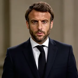 Emmanuel Macron with a beard in American Psycho (1999)