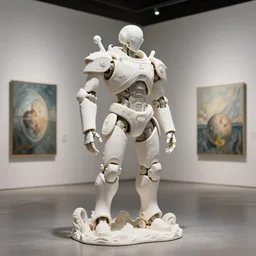 3 d octane render ultra photo realistic image, beautiful planet monumental organic ceramic white wooden occult robot samourai cyberpunk, on the art contemporary gallery art by alphosne mucha adolf hiremy hirschl
