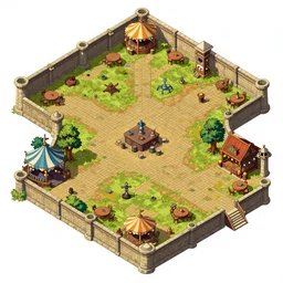 A  high detailed ìsometric vector art presenting  an aerial view of a RPG tavern by Breath of Fire 4, Patreon content, containing tables and walls, HD, straight lines, vector, grid, dnd map, map patreon, fantasy maps, foundry vtt, fantasy grounds, aerial view ,dungeondraft , tabletop, inkarnate, dugeondraft, roll20