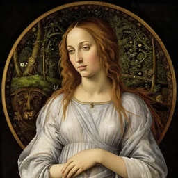jennifer lawrence as the goddess of spring, elegant portrait by sandro botticelli, detailed, symmetrical, intricate