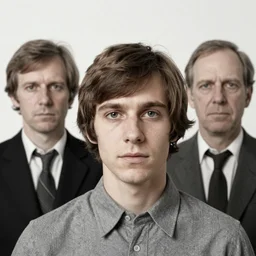 portrait of fresh faced kraftwerk in 1 9 7 0's berlin, by alex grey and robert mapplethorpe