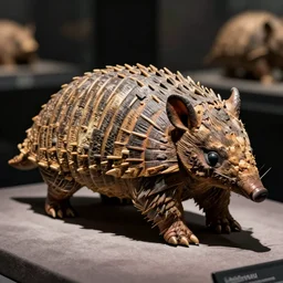 fossil reconstruction of a armadillo, on display in the smithsonian, low fat levels, realism