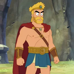 Rogue from X-men dressed as ancient Greek, cartoon still,