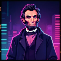 vector abe lincoln in hoodie, portrait, vaporwave, synthwave, neon, vector graphics, cinematic, volumetric lighting, f 8 aperture, cinematic eastman 5 3 8 4 film