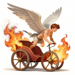 a vibrant RHADS image of icarus crashing and burning his chariot