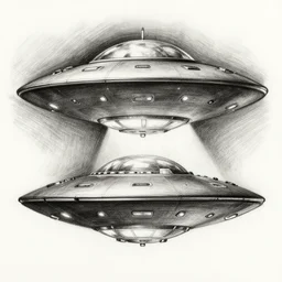 Dimension Shift, UFO, reversal of roles, charcoal on paper