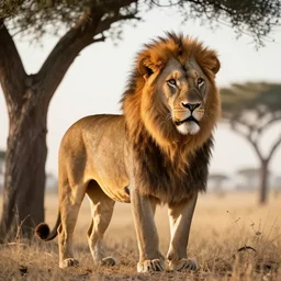 a majestic lion under a tree in the morning by Aaron Blaise, trending on artstation