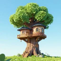 tree house from adventure time, octane render, volumetric, unreal engine