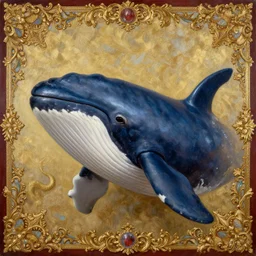 the royal king's killer whale head by greg hildebrant lisa frank fancy rococo baroque regal oil painting high quality award winning clothed in fancy garb