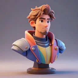 hyperrealistic 3 d render of a bust of knight with futuristic fashion elements created by yuuki morita and ludvig holmen, brilliantly colored, kingdoms of ether, octane render, 3 d animated, clay look, unreal engine 5, volumetric lighting, hdr, studio lighting, smooth surface, 8 k