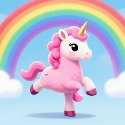 pink fluffy unicorn dancing on rainbows
