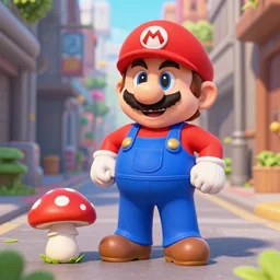 super mario as a drug dealer selling a magical mushroom 🍄 in the alleys of los angeles, super mario in real life, red hat, blue overalls, canon eos r 3, f / 1. 4, iso 2 0 0, 1 / 1 6 0 s, 8 k, raw, unedited, symmetrical balance, wide angle, 🍄