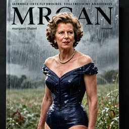 margaret thatcher in rain on the cover of swimsuit illustrated