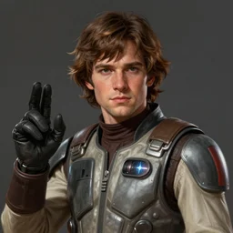 portrait of a man by greg rutkowski, zaeden solo, he is about 3 0 years old, messy brown hair, he resembles anakin, ben solo hand han solo, attractive, wearing starfighter pilot uniform, star wars expanded universe, highly detailed portrait, digital painting, artstation, concept art, smooth, sharp foccus ilustration, artstation hq
