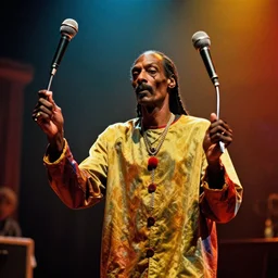 snoop dogg as a circus clown juggling microphones, cinematic, volumetric lighting, f 8 aperture, cinematic eastman 5 3 8 4 film, photorealistic by greg rutkowski, by stanley artgerm, by alphonse mucha
