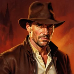 harrison ford as indiana jones, portrait, fantasy art, in the style of artgerm, illustration, epic, fantasy, intricate, hyper detailed, artstation, concept art, smooth, sharp focus, ray tracing, vibrant, photorealistic, simon bisley