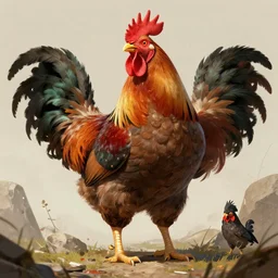 detailed concept art of a huge rooster by cheng yi and luolin, artstation, artstationhd